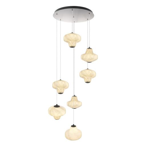 Artcraft Solara 7Lt LED Chandelier, Graphite/Cloudy Swirl
