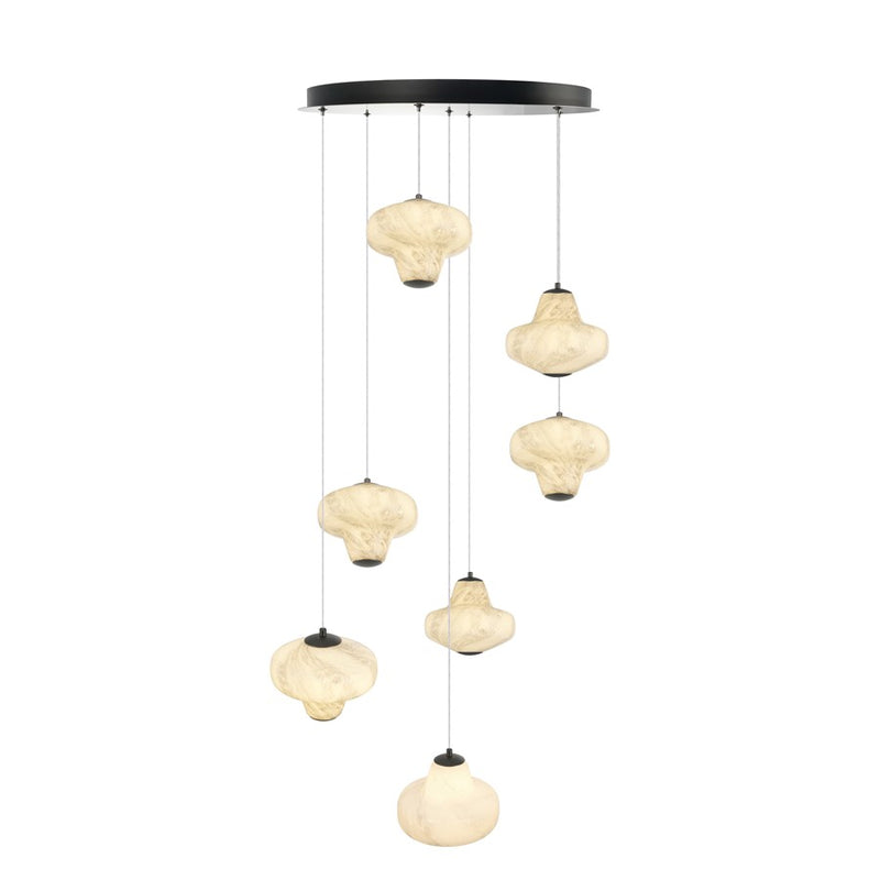Artcraft Solara 7Lt LED Chandelier, Graphite/Cloudy Swirl