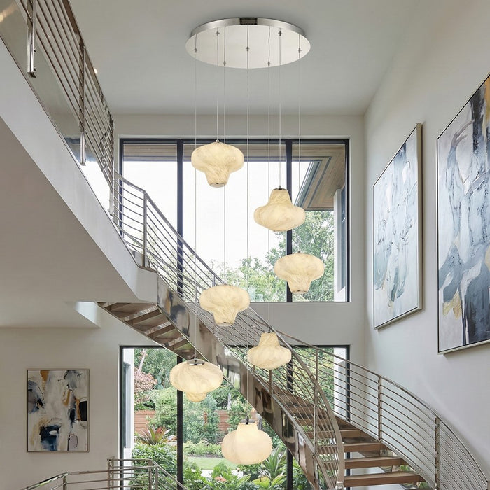 Artcraft Solara 7Lt LED Chandelier, Graphite/Cloudy Swirl