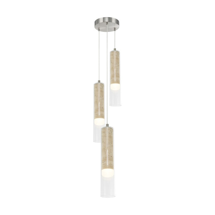 Artcraft Zara 3Lt LED Chandelier, Brushed Nickel/Clear