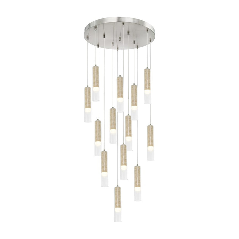 Artcraft Zara 13Lt LED Chandelier, Brushed Nickel/Clear