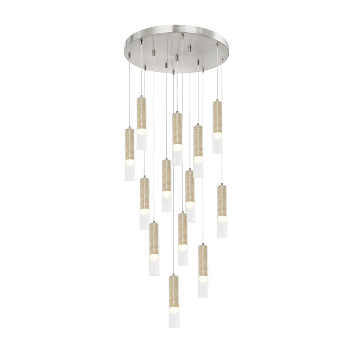 Artcraft Zara 13Lt LED Chandelier, Brushed Nickel/Clear