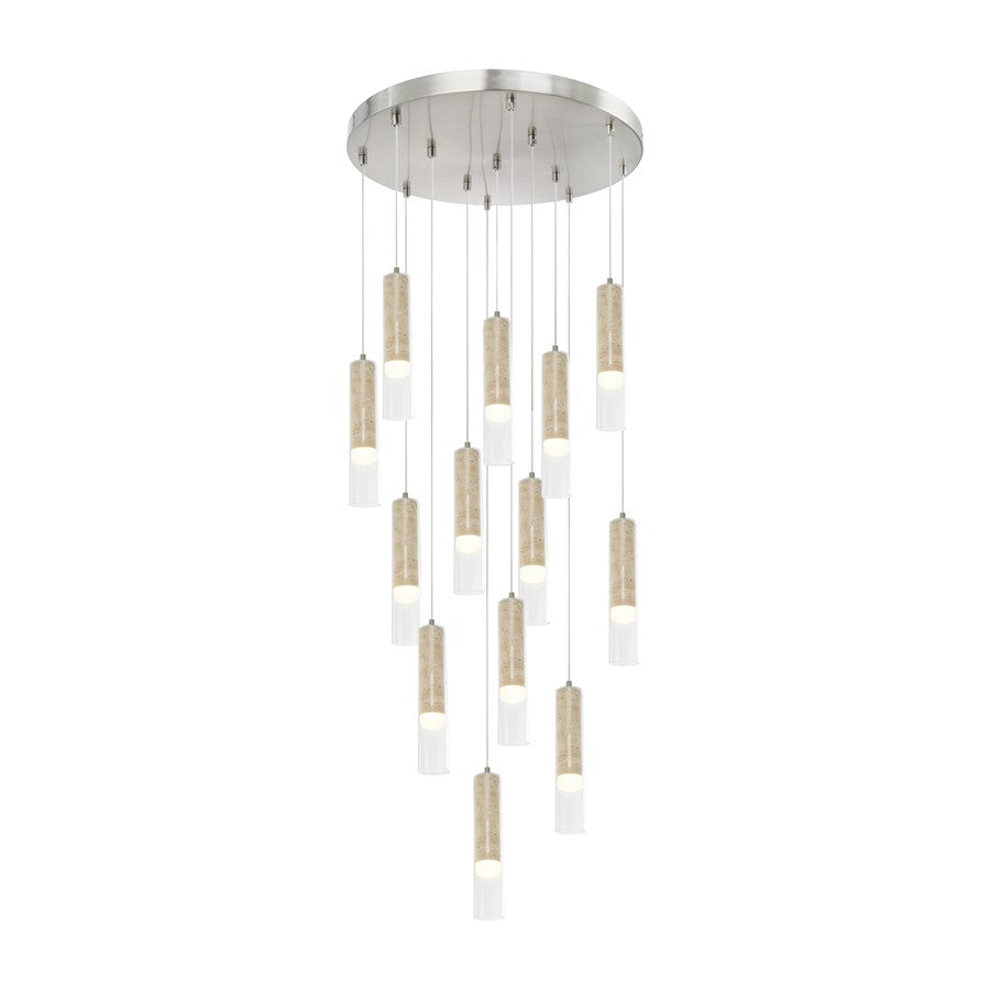 Artcraft Zara 13Lt LED Chandelier, Brushed Nickel/Clear