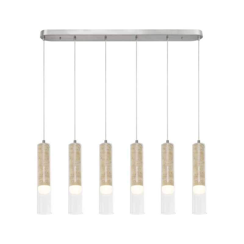 Artcraft Zara 6Lt LED Pendant, Brushed Nickel/Clear