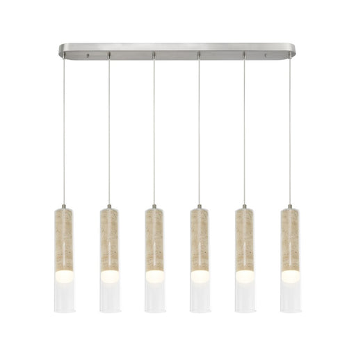 Artcraft Zara 6Lt LED Pendant, Brushed Nickel/Clear