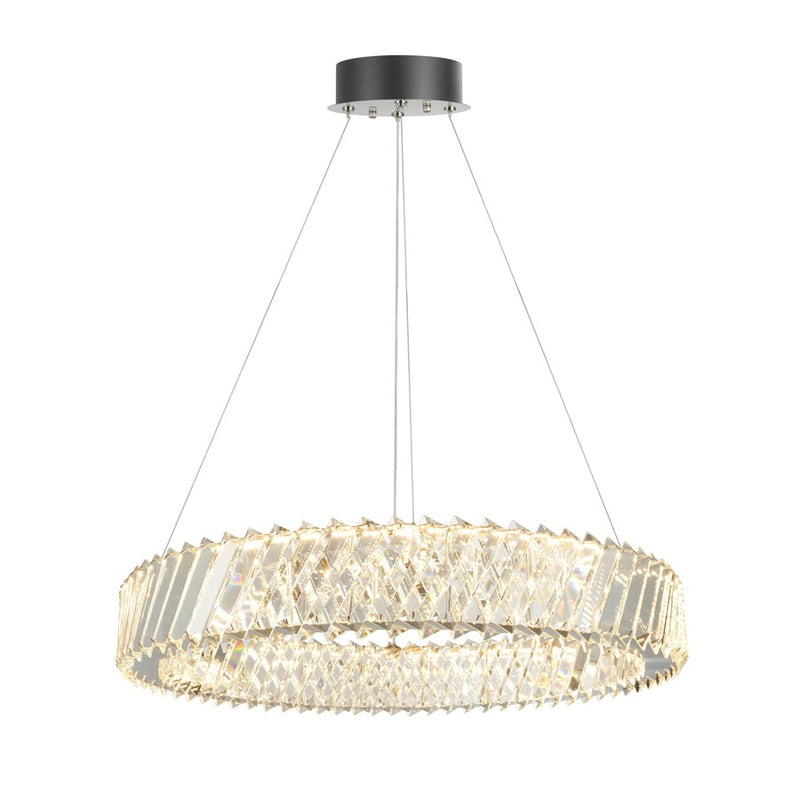 Artcraft Alya 1Lt LED 24" Chandelier, Polished Nickel/Clear