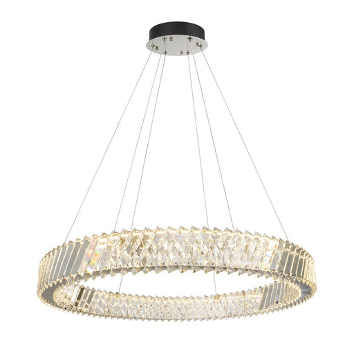 Artcraft Alya 1Lt LED 32" Chandelier, Polished Nickel/Clear