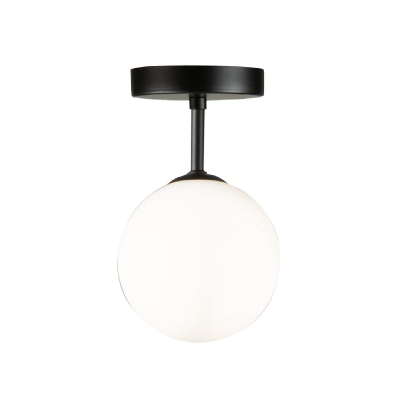 Artcraft Comet Semi Flushmount, Matte Black/Opal