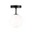 Artcraft Comet Semi Flushmount, Matte Black/Opal