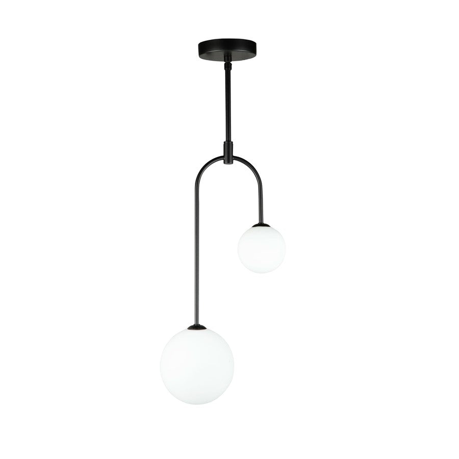 Artcraft Comet 2 Light Pendant, Matte Black/Opal