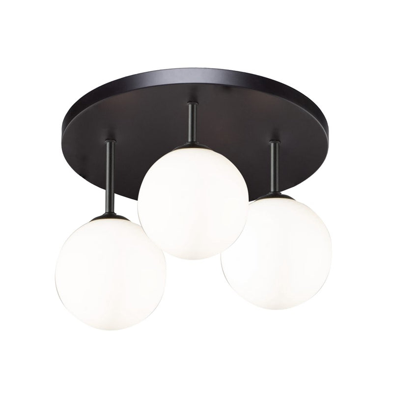Artcraft Comet Semi Flushmount, Matte Black/Opal