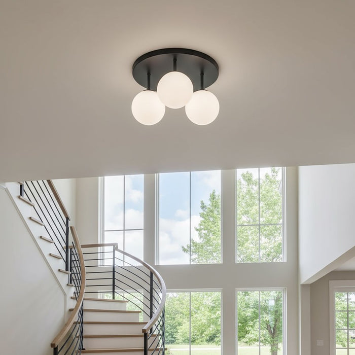 Artcraft Comet Semi Flushmount, Matte Black/Opal