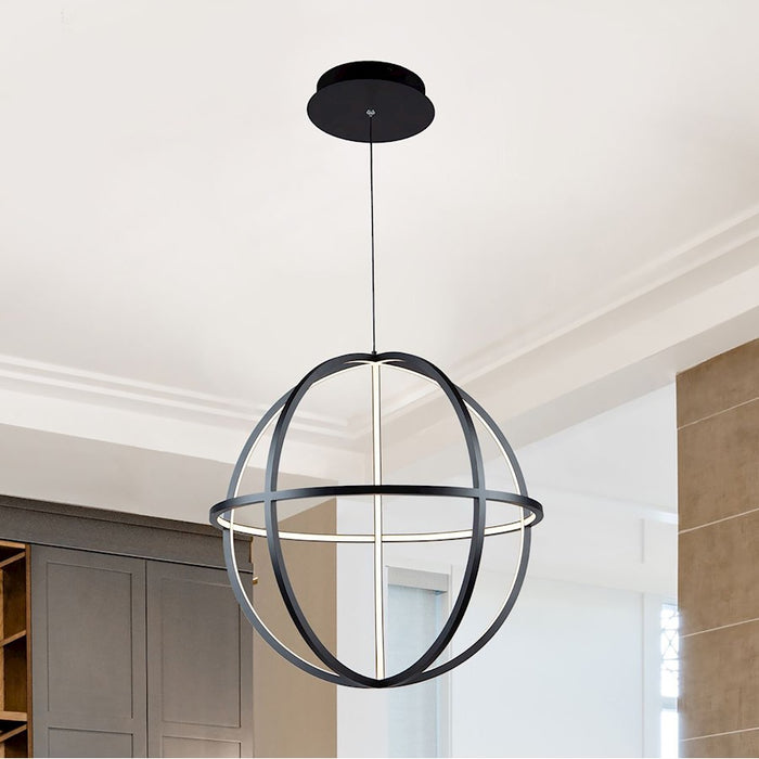 Artcraft Celestial 4 Light LED Orb Chandelier, Matte Black