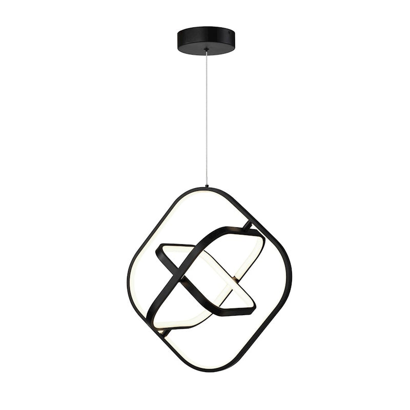 Artcraft Sienna 1 Light LED Square Pendant, Semi Gloss Black