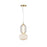 Artcraft Cyra 1 Light Double Shade Pendant, Brass/White/Smoke