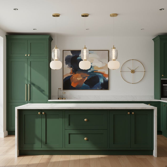 Artcraft Cyra 1 Light Double Shade Pendant, Brass/White/Smoke