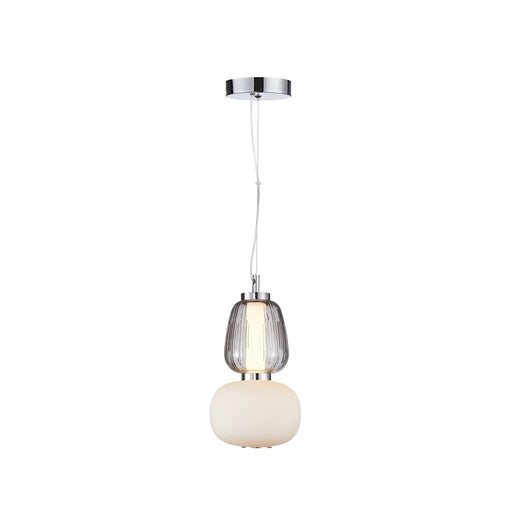 Artcraft Cyra 1 Light Double Shade Pendant, Chrome/White/Clear - AC6701SM