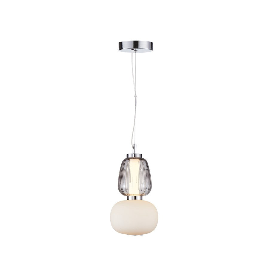 Artcraft Cyra 1 Light Double Shade Pendant, Chrome/White/Clear - AC6701SM