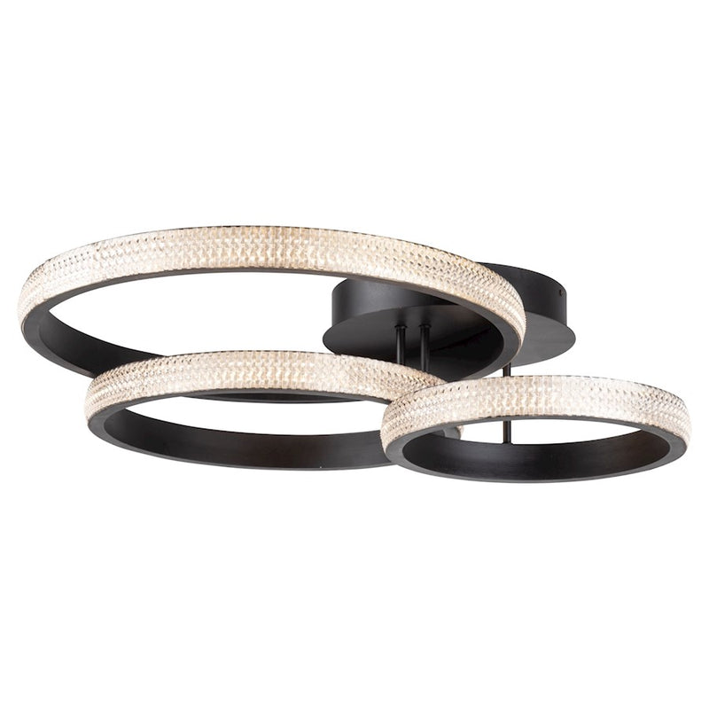 Artcraft Nova 3 Light Led 40W Flush Mount, Matte Black/