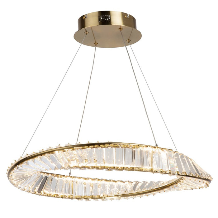 Artcraft Stella LED Pendant, Brushed Brass/Clear