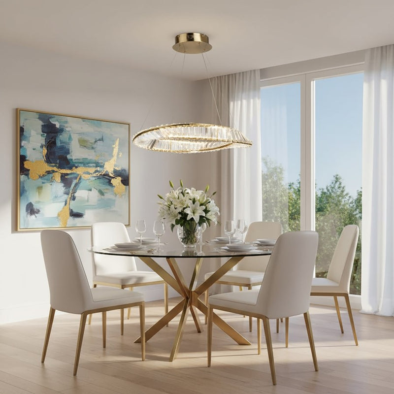 Artcraft Stella LED Pendant, Brushed Brass/Clear