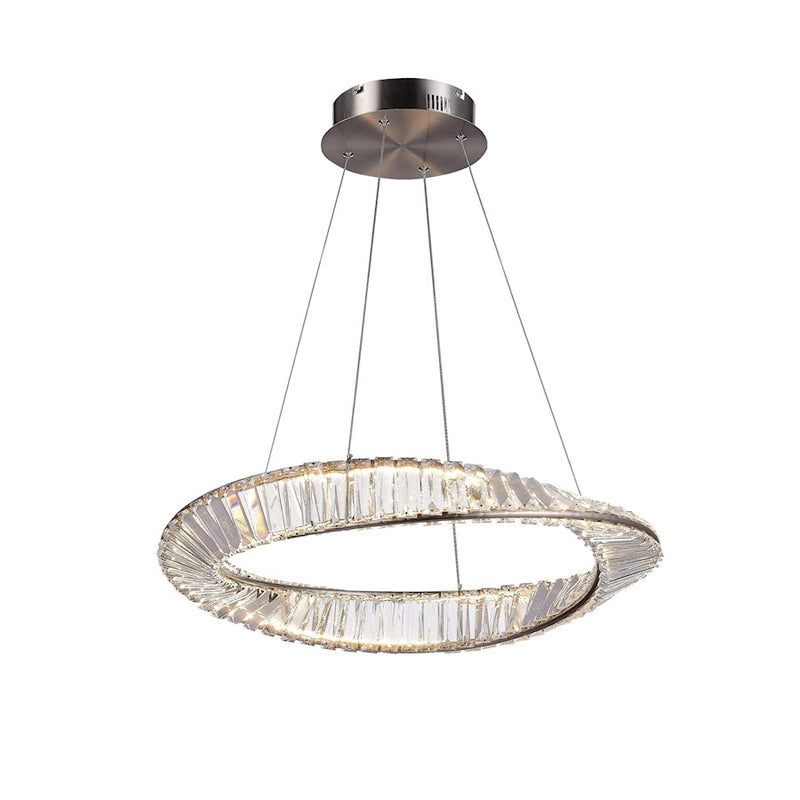 Artcraft Stella 1 Light Led 25W Pendant, Satin Nickel/Clear