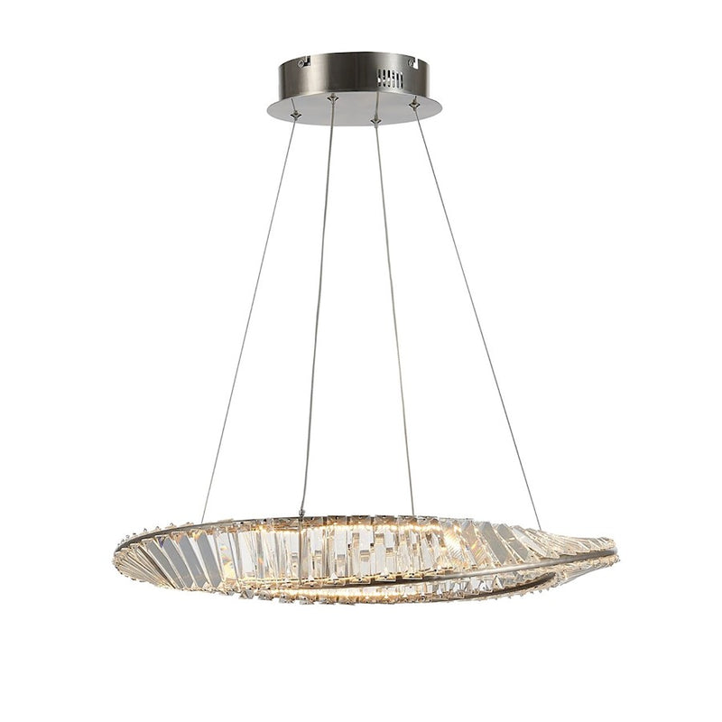 Artcraft Stella 1 Light Led 25W Pendant, Satin Nickel/Clear