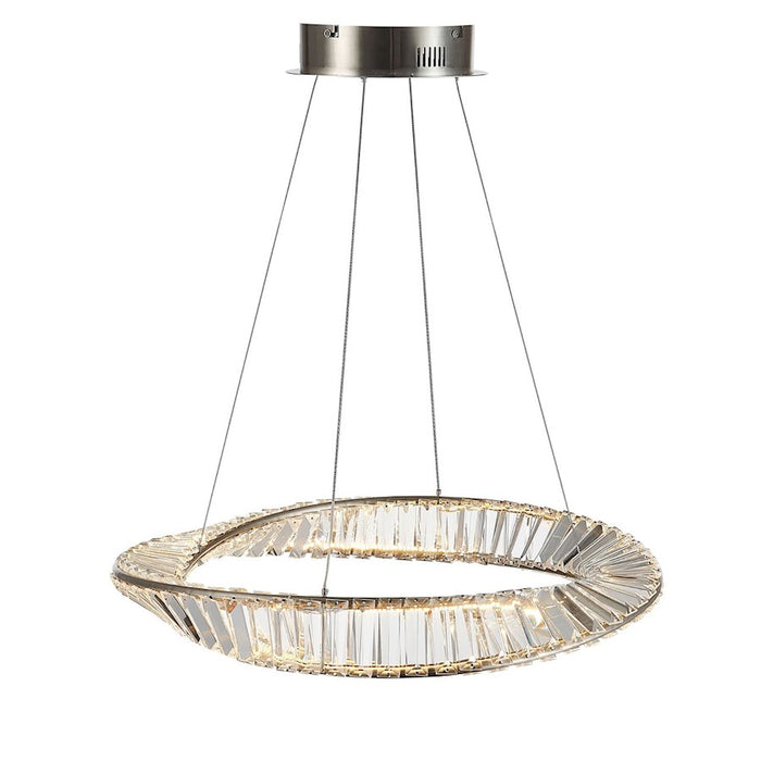 Artcraft Stella 1 Light Led 25W Pendant, Satin Nickel/Clear