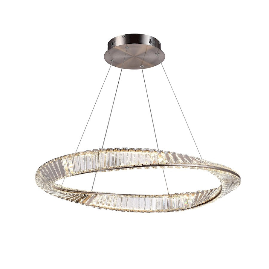 Artcraft Stella 1 Light LED 50W Pendant, Satin Nickel/Clear - AC6721SN