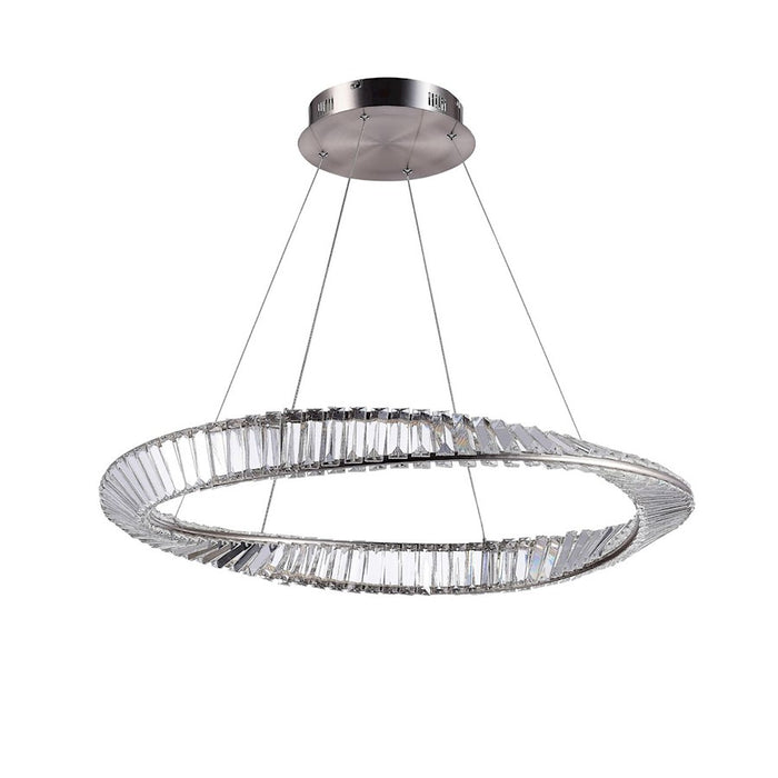 Artcraft Stella 1 Light Led 50W Pendant, Satin Nickel/Clear