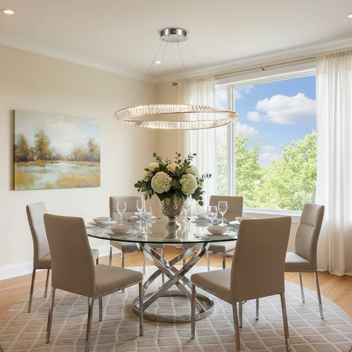 Artcraft Stella 1 Light Led 65W Pendant, Satin Nickel/Clear