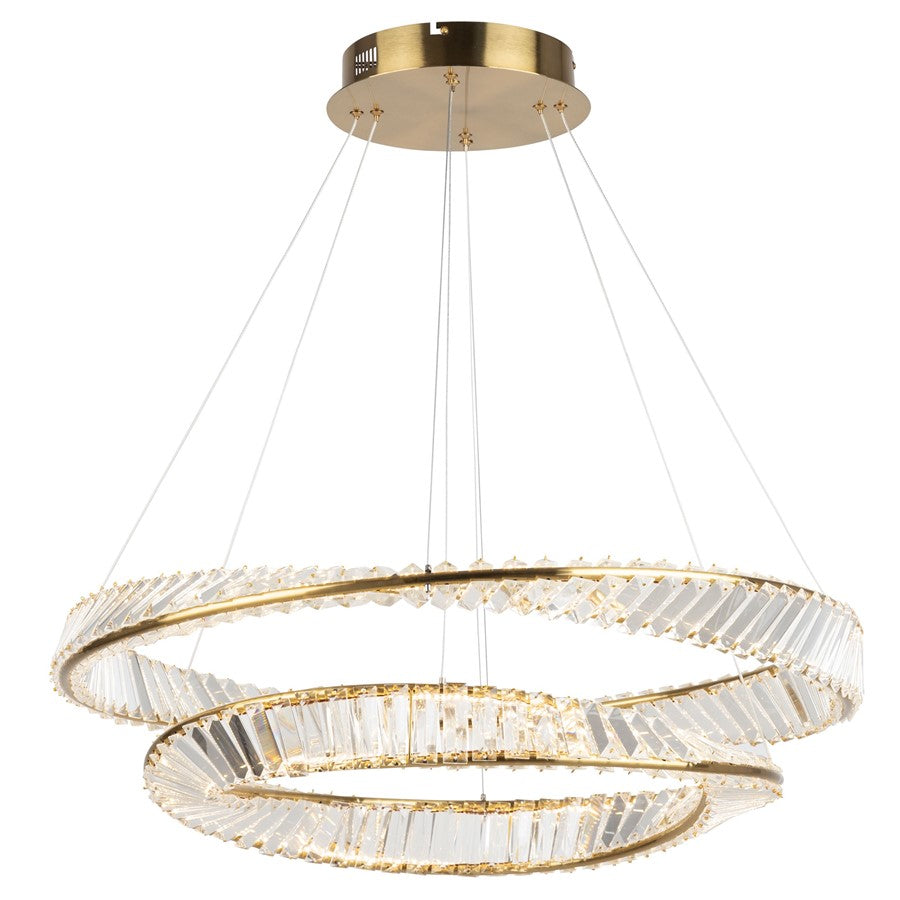 Artcraft Stella 1 Light Chandelier, Brushed Brass/Clear