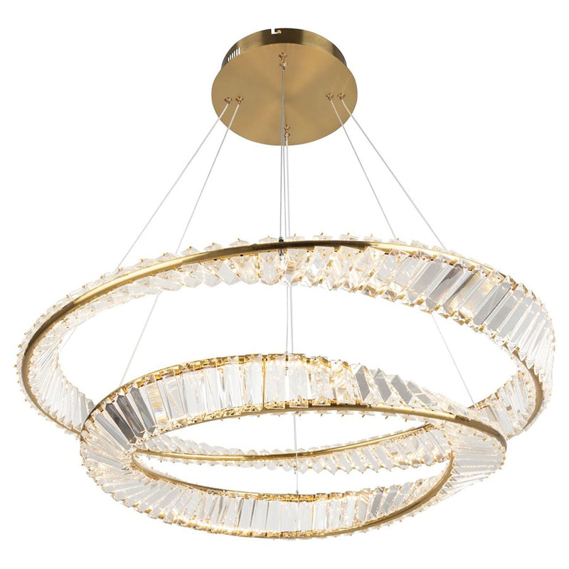 Artcraft Stella 1 Light Chandelier, Brushed Brass/Clear