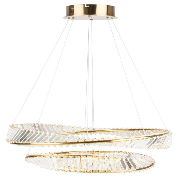 Artcraft Stella 1 Light Chandelier, Brushed Brass/Clear