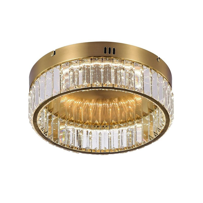 Artcraft Stella 1 Light Flush Mount, Brushed Brass/Clear