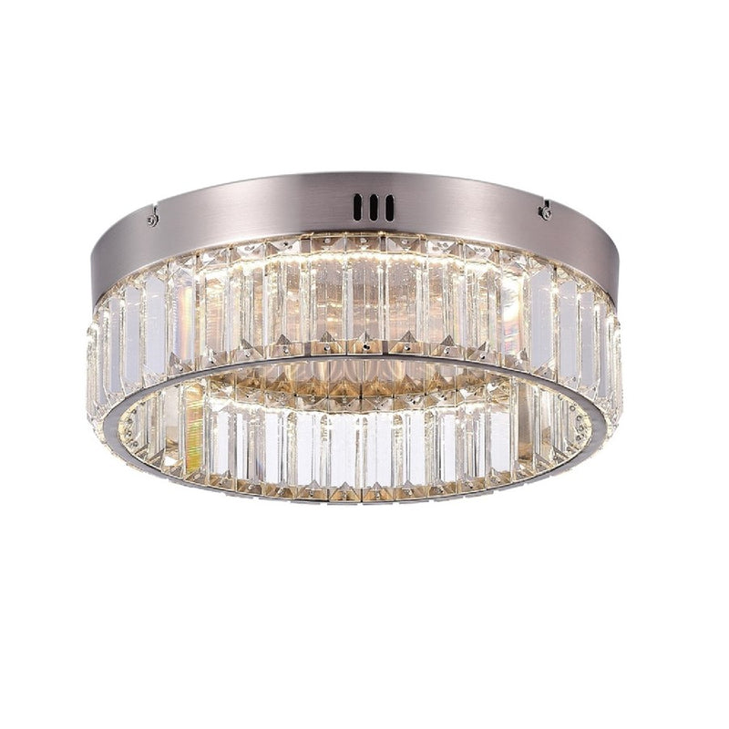 Artcraft Stella 1 Light Flush Mount, Satin Nickel/Clear