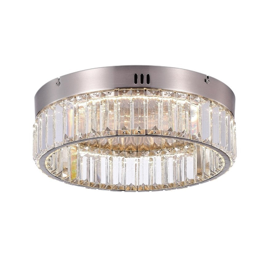 Artcraft Stella 1 Light Flush Mount, Satin Nickel/Clear