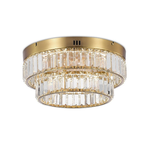 Artcraft Stella 2 Light Flush Mount, Brushed Brass/Clear
