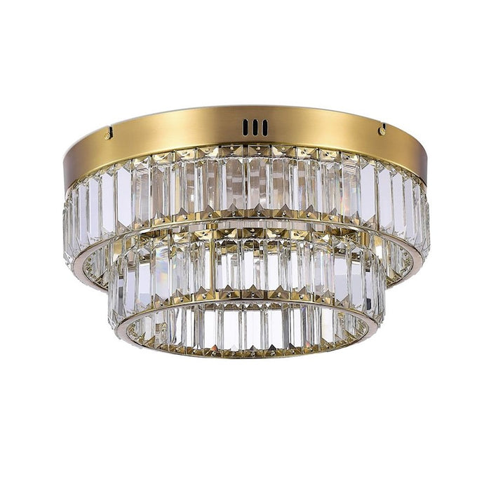 Artcraft Stella 2 Light Flush Mount, Brushed Brass/Clear