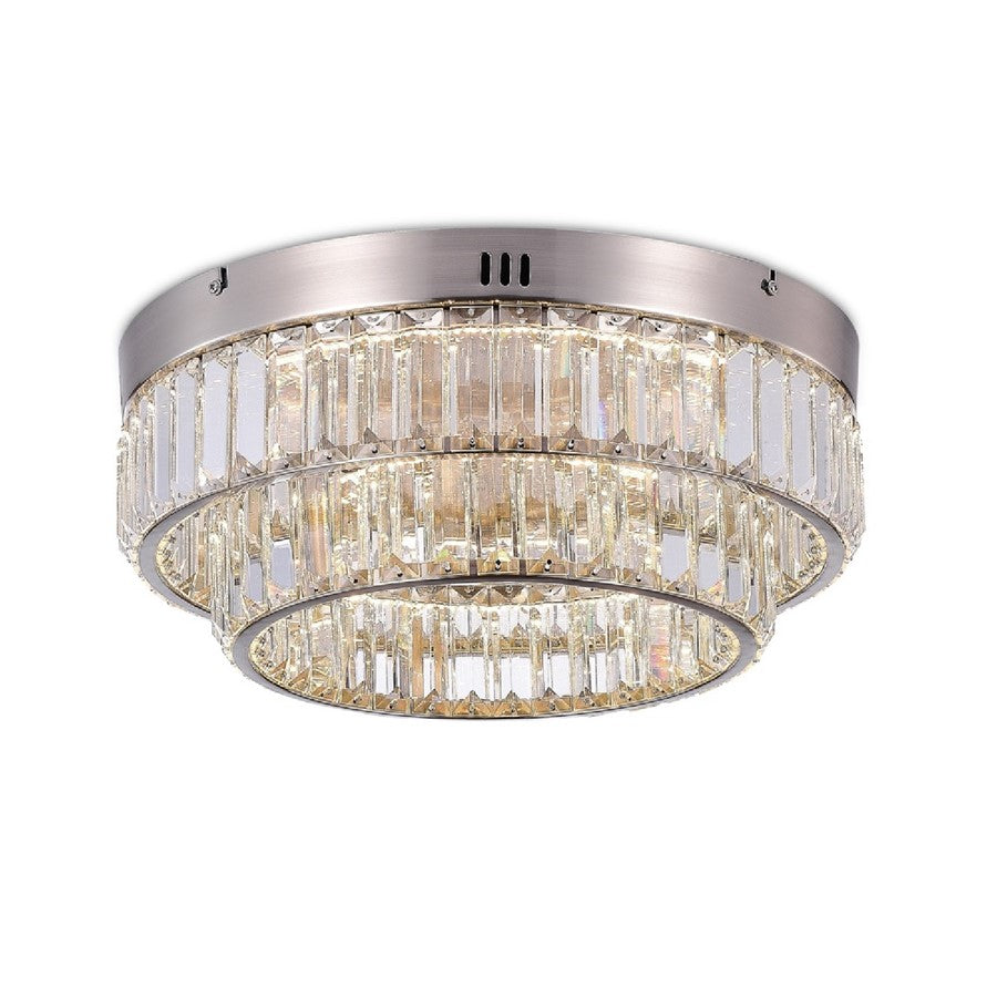 Artcraft Stella 2 Light Flush Mount, Satin Nickel/Clear