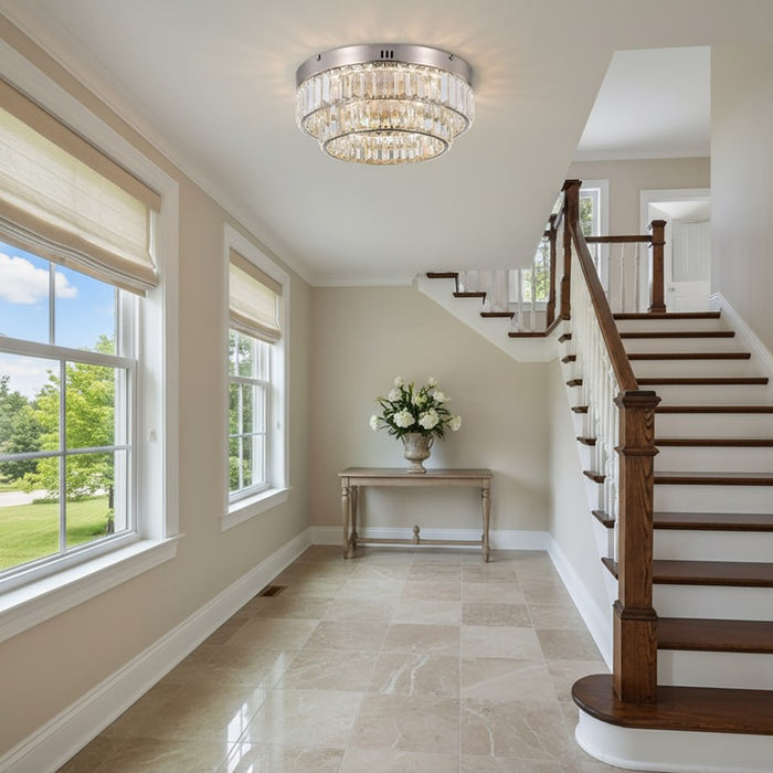 Artcraft Stella 2 Light Flush Mount, Satin Nickel/Clear