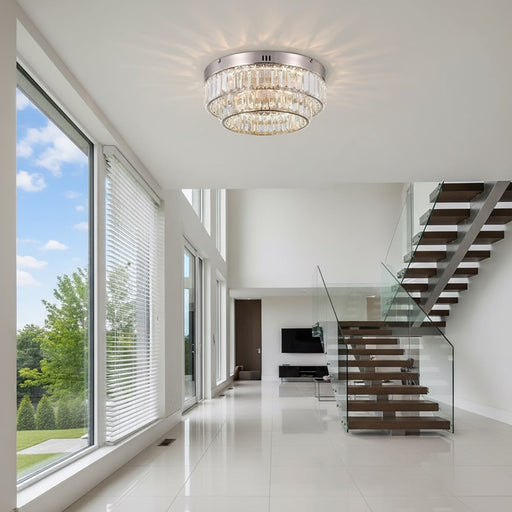 Artcraft Stella 2 Light Flush Mount, Satin Nickel/Clear