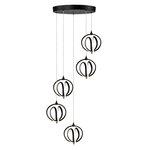 Artcraft Rose 5 Light Pendant, Black