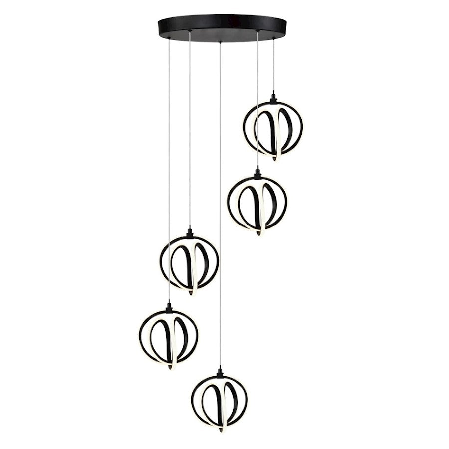 Artcraft Rose 5 Light Pendant, Black/ - AC6735BK