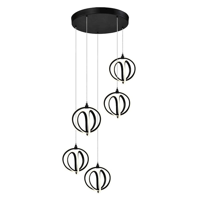 Artcraft Rose 5 Light Pendant, Black