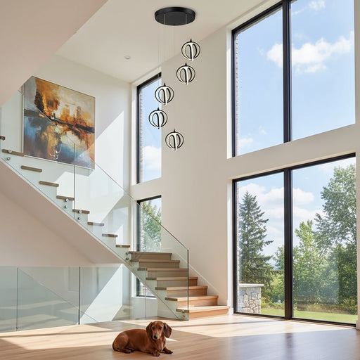 Artcraft Rose 5 Light Pendant, Black