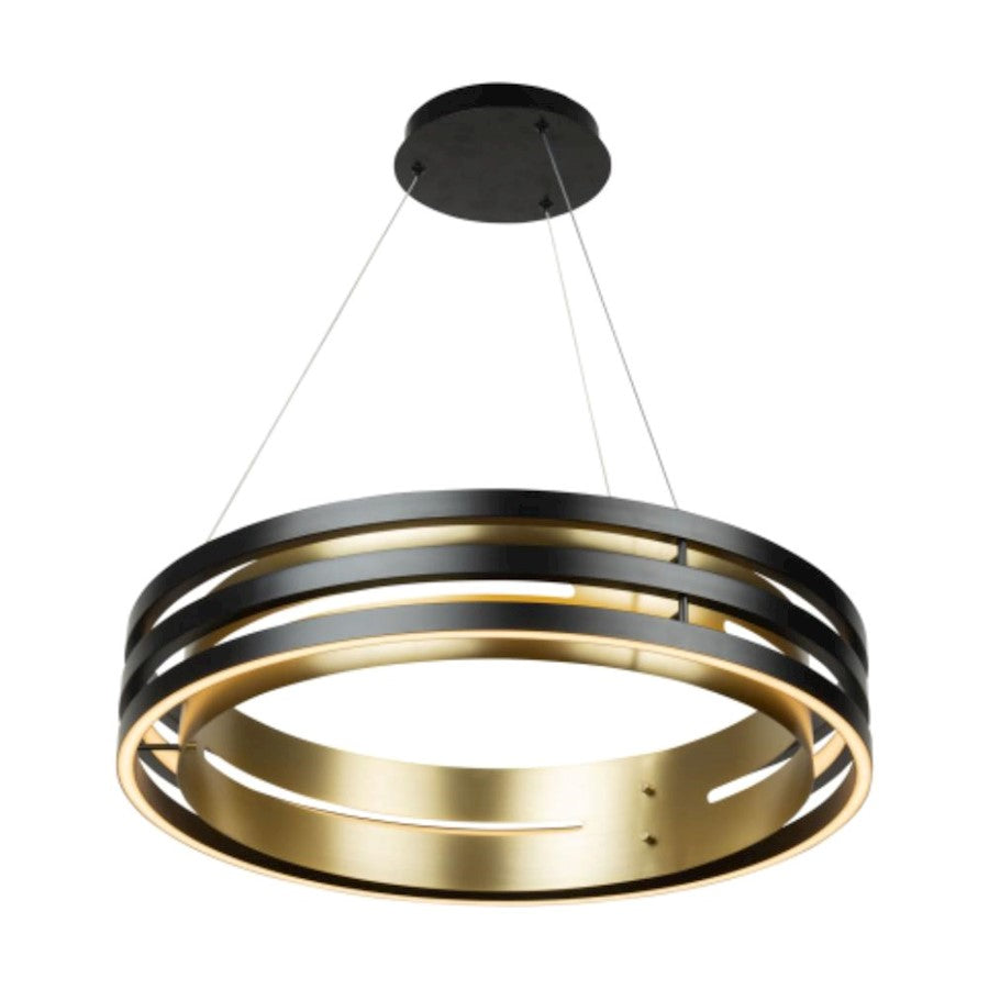 Artcraft Toledo 1 Light 17.5" Chandelier, Black/Black, Brushed Brass - AC6750BB