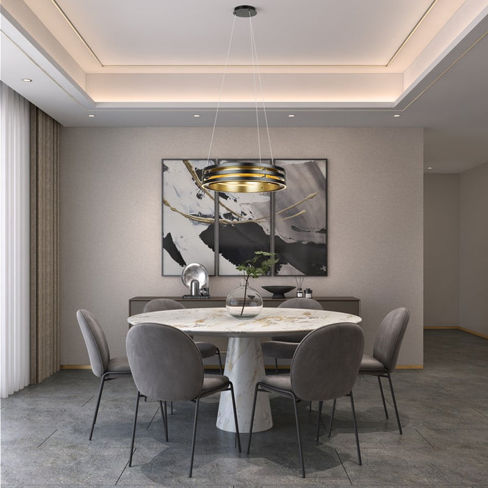 Artcraft Toledo 1 Light 17.5" Chandelier, Black/Black, Brushed Brass