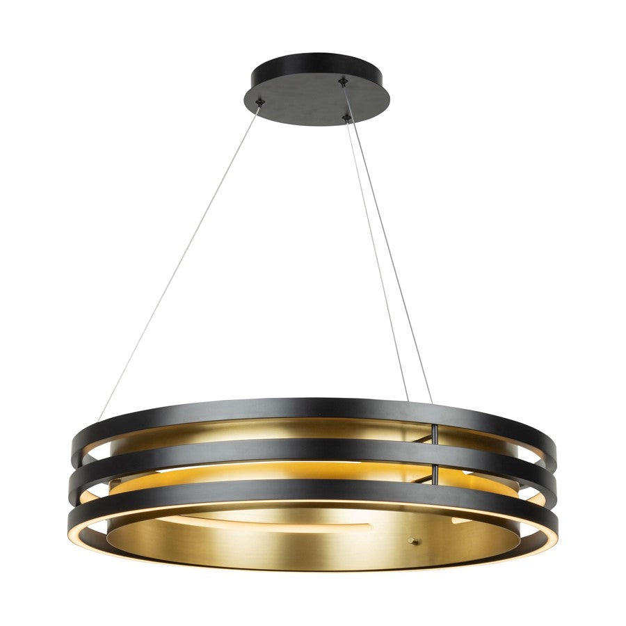 Artcraft Toledo 1 Light 25.5" Chandelier, Black/Black, Brushed Brass