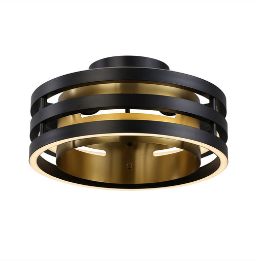 Artcraft Toledo 1 Light Semi-Flush Mount, Black/Black, Brushed Brass
